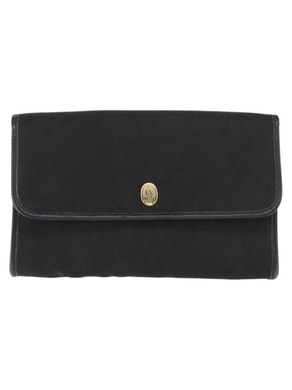 EX00335 Authentic Christian Dior Trotter Canvas Chain Shoulder Bag Black Gold - Picture 5 of 16